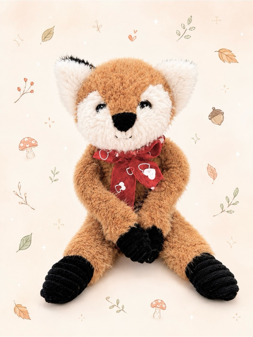 🧸 2/$58 - WAY TO CELEBRATE! NWT Lovely Fox Plush Ultra Soft Velcro Hands 12.25”
